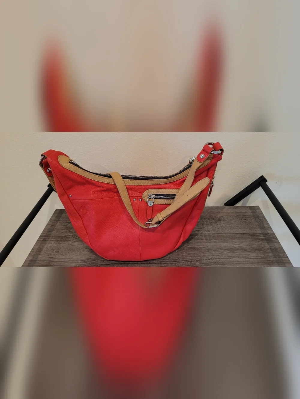 ORYANY EMME Hobo Red Leather Half Mood Bag - Picture 5 of 16